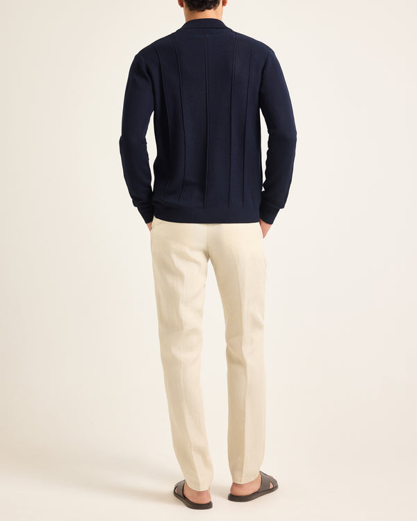 Orlebar Brown Mens Blue Long-Sleeve Polo Shirt | Refined Seasonal Knit – ORLEBAR BROWN