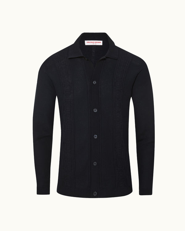 orlebar brown Mens Blue Long-Sleeve Polo Shirt | Refined Seasonal Knit – ORLEBAR BROWN