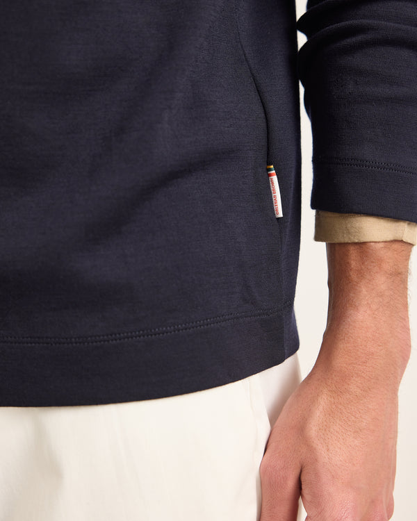Orlebar Brown Mens Blue Merino Sweatshirt | Lightweight Knitted Layer – ORLEBAR BROWN