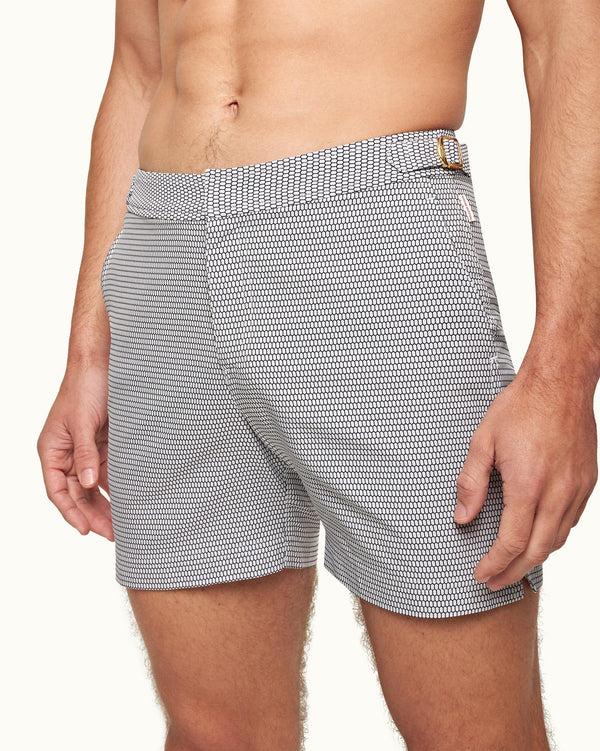 Orlebar Brown Navy/Cloud Fenella Jacquard Mid-Length Swim Shorts | Orlebar Brown – ORLEBAR BROWN