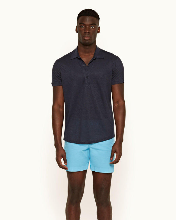 Orlebar Brown Navy Tailored Fit Linen Polo Shirt | Orlebar Brown – ORLEBAR BROWN
