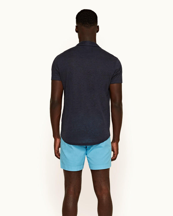 Orlebar Brown Navy Tailored Fit Linen Polo Shirt | Orlebar Brown – ORLEBAR BROWN