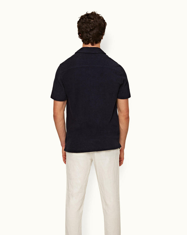 Orlebar Brown Night Iris Relaxed Fit Capri Collar Short-Sleeve Cotton Shirt – ORLEBAR BROWN