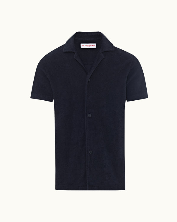 orlebar brown Night Iris Relaxed Fit Capri Collar Short-Sleeve Cotton Shirt – ORLEBAR BROWN