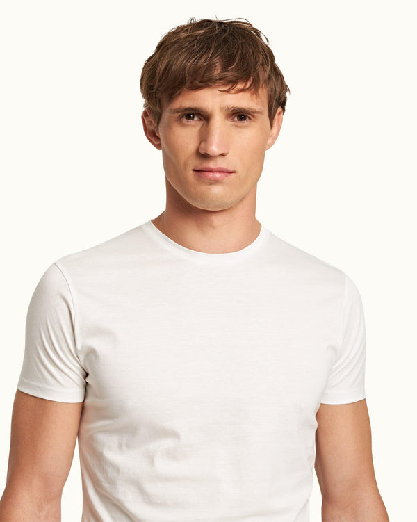 Orlebar Brown Ob-T - White Tailored Fit Crew Neck Cotton T-Shirt | Orlebar Brown – ORLEBAR BROWN