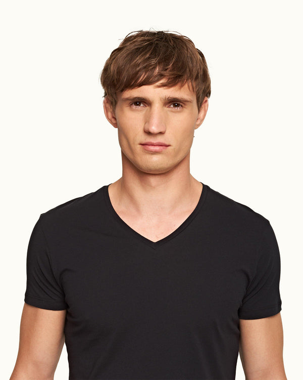 Orlebar Brown OB-V - Black Tailored Fit V-neck T-Shirt | Orlebar Brown – ORLEBAR BROWN