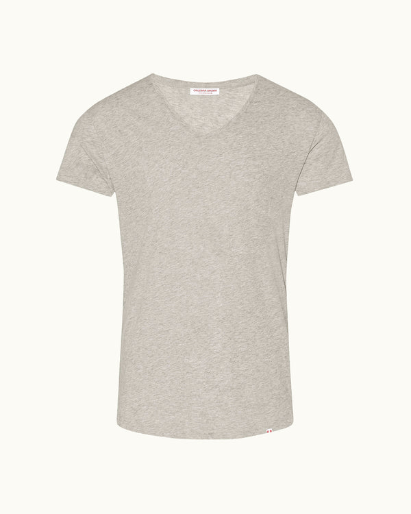 orlebar brown OB-V - Grey Melange Tailored Fit V-neck T-Shirt | Orlebar Brown – ORLEBAR BROWN