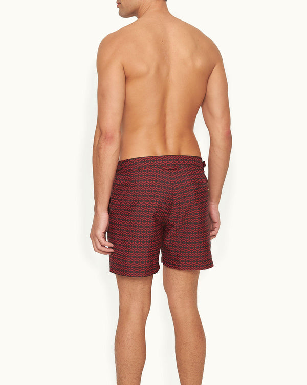 Orlebar Brown Orlebar Brown And Automobili Lamborghini | Black And Red Hexagon Jacquard Mid-Length Swim Shorts – ORLEBAR BROWN