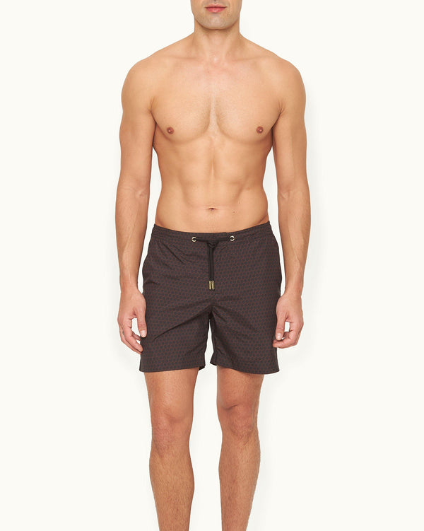 Orlebar Brown Orlebar Brown And Automobili Lamborghini | Black And Red Hexagon Print Mid-Length Drawcord Swim Shorts – ORLEBAR BROWN