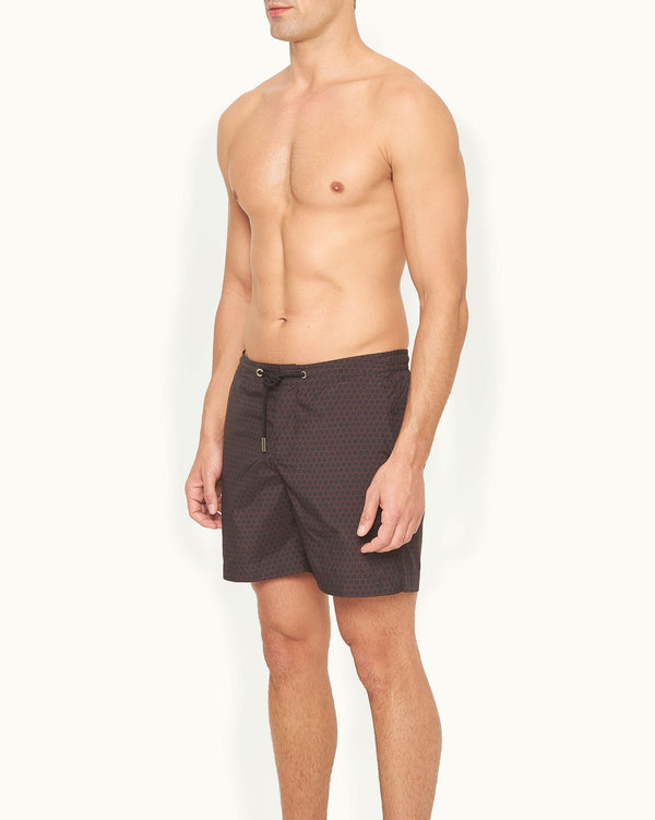 Orlebar Brown Orlebar Brown And Automobili Lamborghini | Black And Red Hexagon Print Mid-Length Drawcord Swim Shorts – ORLEBAR BROWN