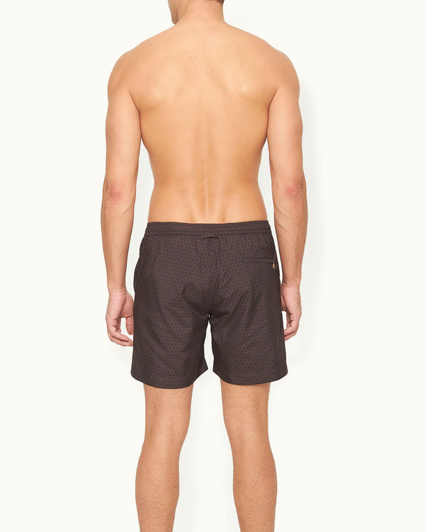 Orlebar Brown Orlebar Brown And Automobili Lamborghini | Black And Red Hexagon Print Mid-Length Drawcord Swim Shorts – ORLEBAR BROWN
