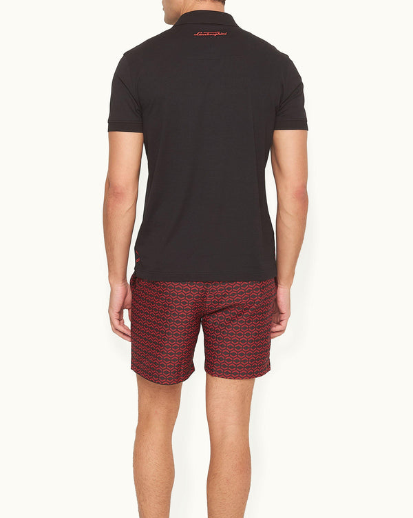 Orlebar Brown Orlebar Brown And Automobili Lamborghini | Black And Red Classic Fit Jersey Polo Shirt – ORLEBAR BROWN