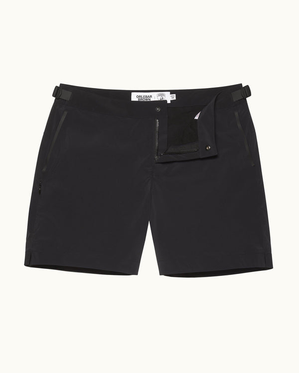 orlebar brown Orlebar Brown And Automobili Lamborghini | Black 'Automobili Lamborghini' Logo Bonded Tape Mid-Length Swim Shorts – ORLEBAR BROWN