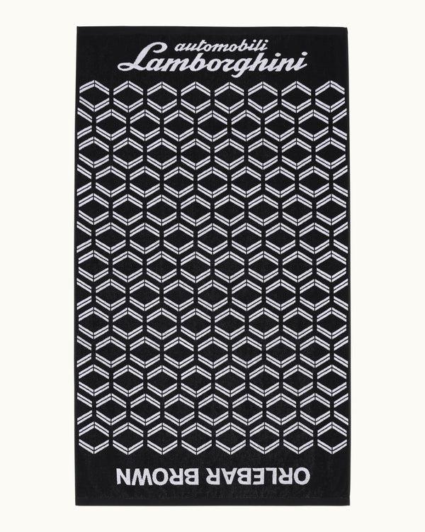 orlebar brown Orlebar Brown And Automobili Lamborghini | Black Cotton Beach Towel With Logo Print – ORLEBAR BROWN