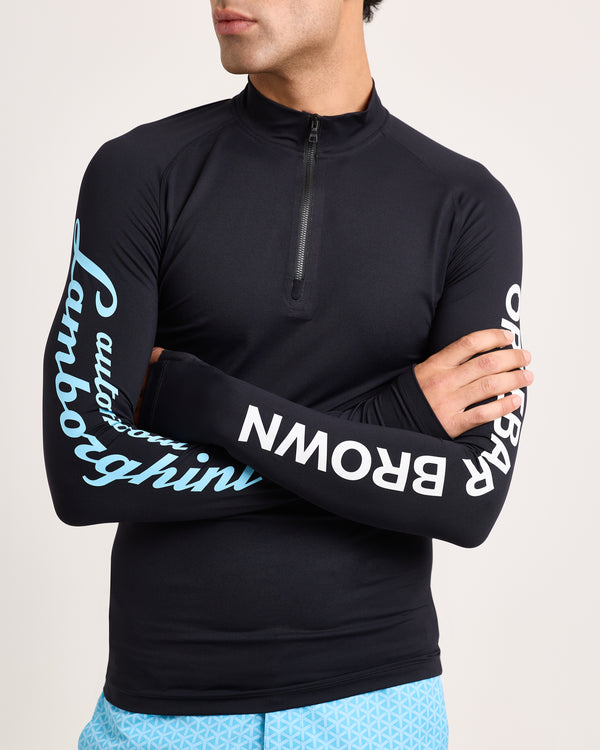 Orlebar Brown Orlebar Brown And Automobili Lamborghini | Black Half Zip Rash Guard – ORLEBAR BROWN