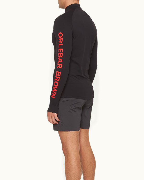 Orlebar Brown Orlebar Brown And Automobili Lamborghini | Black Half-Zip Logo Rash Guard Swimwear – ORLEBAR BROWN