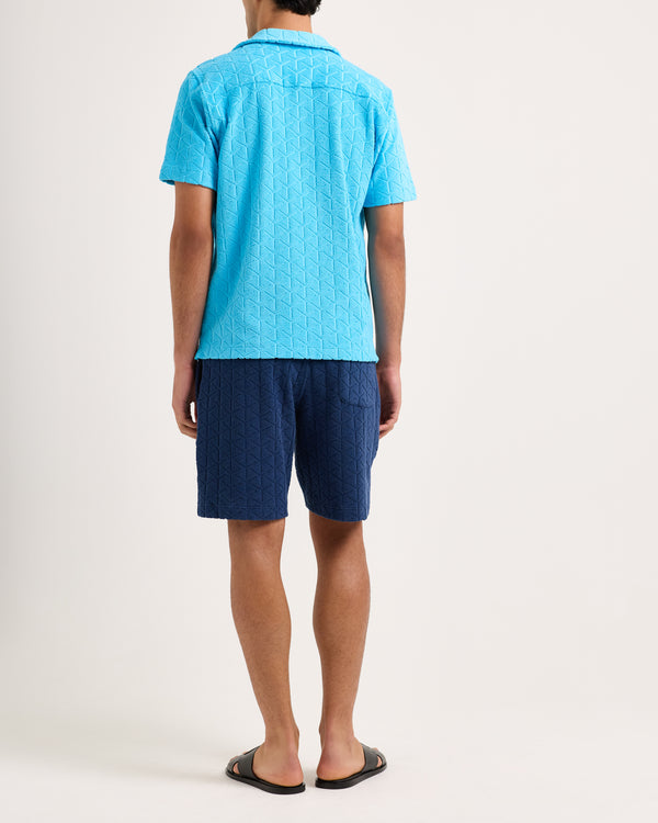 Orlebar Brown Orlebar Brown And Automobili Lamborghini | Blu Notte Geometric Jacquard Towelling Sweat Shorts – ORLEBAR BROWN