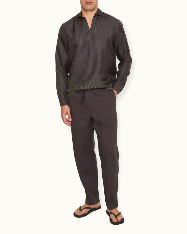 Orlebar Brown Orlebar Brown And Automobili Lamborghini | Dark Grey Relaxed Fit Linen Trousers – ORLEBAR BROWN