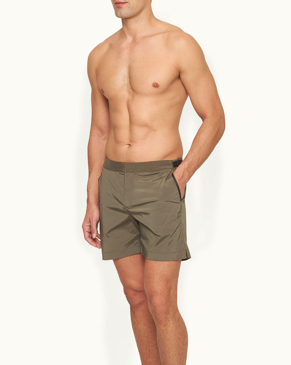 Orlebar Brown Orlebar Brown And Automobili Lamborghini | Green 'Automobili Lamborghini' Logo Bonded Tape Mid-Length Swim Shorts – ORLEBAR BROWN