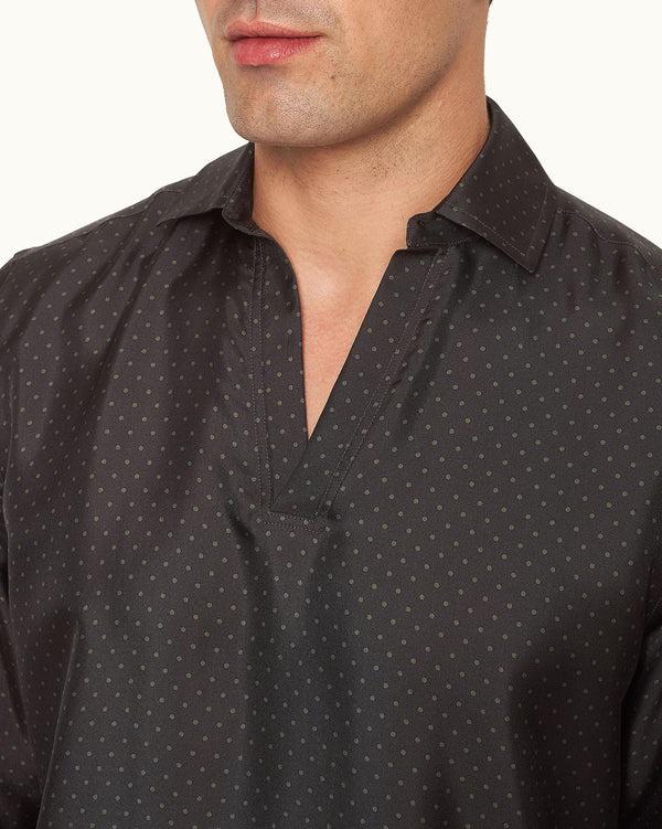 Orlebar Brown Orlebar Brown And Automobili Lamborghini | Green Degrade Hexagon Print Relaxed Fit Overhead Certified Silk Shirt – ORLEBAR BROWN