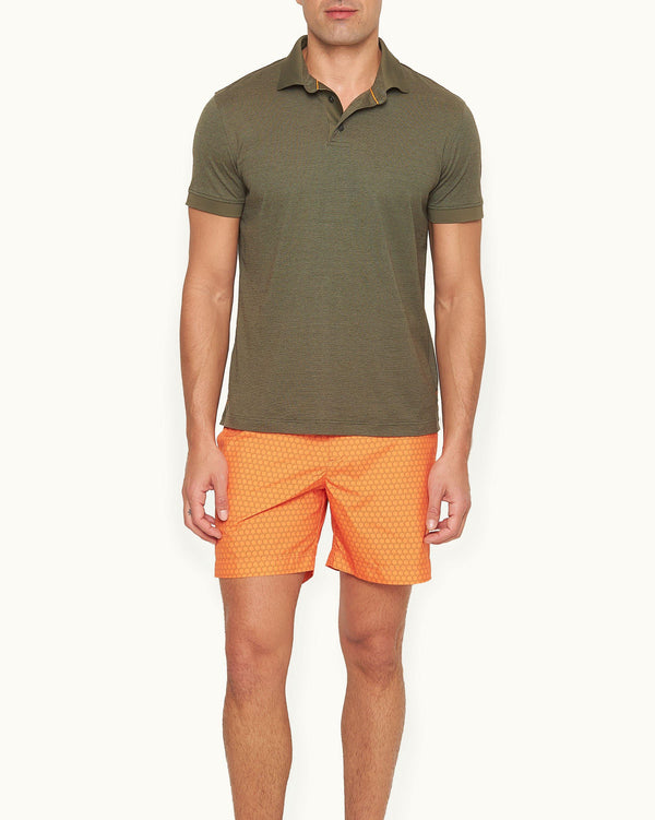 Orlebar Brown Orlebar Brown And Automobili Lamborghini | Olive Green And Orange Classic Fit Jersey Polo Shirt – ORLEBAR BROWN