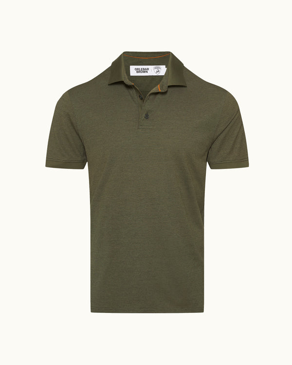 orlebar brown Orlebar Brown And Automobili Lamborghini | Olive Green And Orange Classic Fit Jersey Polo Shirt – ORLEBAR BROWN