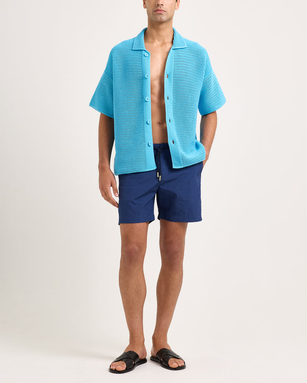 Orlebar Brown Orlebar Brown And Automobili Lamborghini | Synth Blue Organic Cotton Crochet Shirt – ORLEBAR BROWN