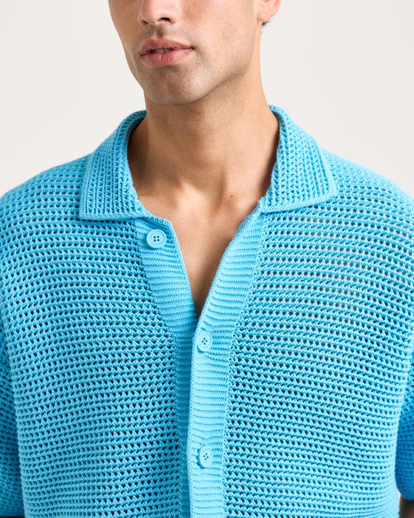 Orlebar Brown Orlebar Brown And Automobili Lamborghini | Synth Blue Organic Cotton Crochet Shirt – ORLEBAR BROWN