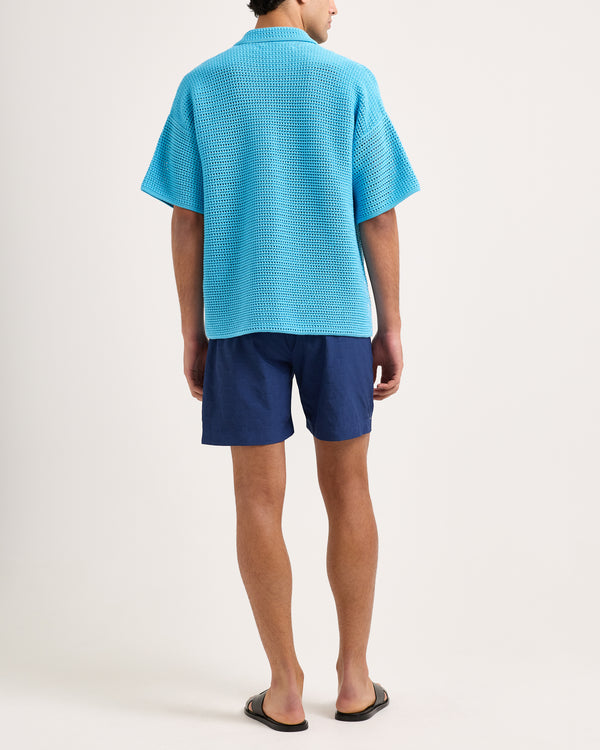 Orlebar Brown Orlebar Brown And Automobili Lamborghini | Synth Blue Organic Cotton Crochet Shirt – ORLEBAR BROWN