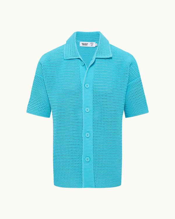 orlebar brown Orlebar Brown And Automobili Lamborghini | Synth Blue Organic Cotton Crochet Shirt – ORLEBAR BROWN