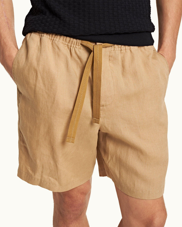 Orlebar Brown Orlebar Brown | Biscuit Relaxed Fit Linen Drawcord Shorts – ORLEBAR BROWN