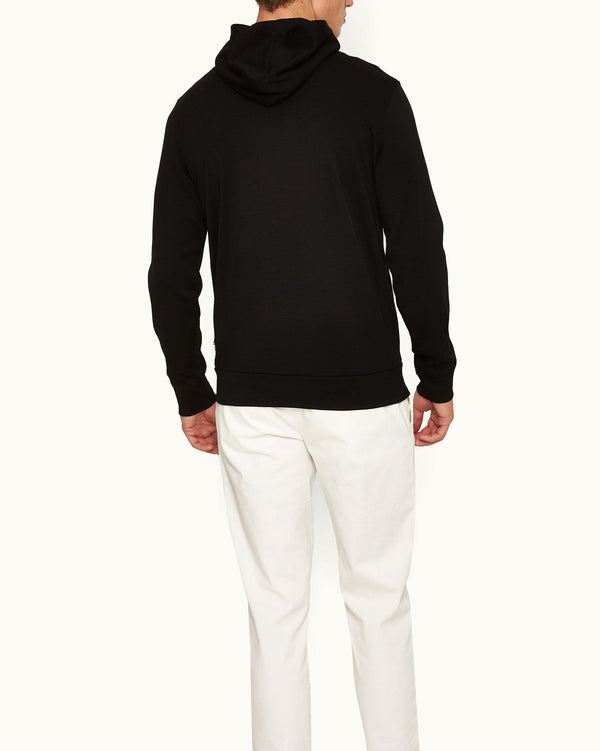 Orlebar Brown Orlebar Brown | Black Classic Fit Zip-Thru Hooded Merino Sweatshirt For Men – ORLEBAR BROWN