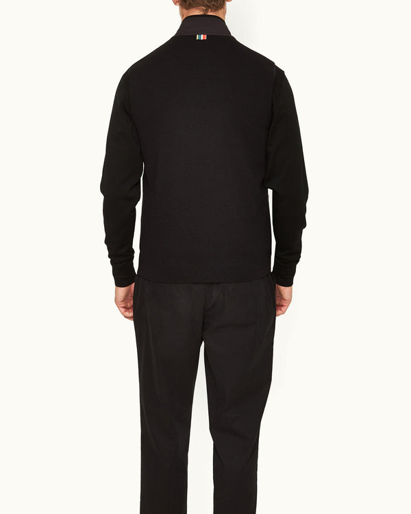 Orlebar Brown Orlebar Brown | Black Down-Filled Merino Knitted Panel Gilet For Men – ORLEBAR BROWN