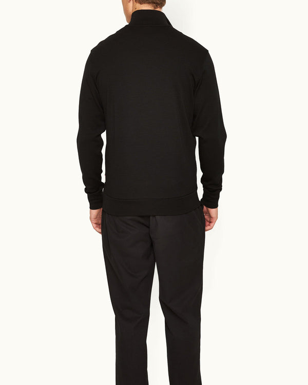 Orlebar Brown Orlebar Brown | Black Half-Zip Funnell Neck Merino Sweatshirt For Men – ORLEBAR BROWN