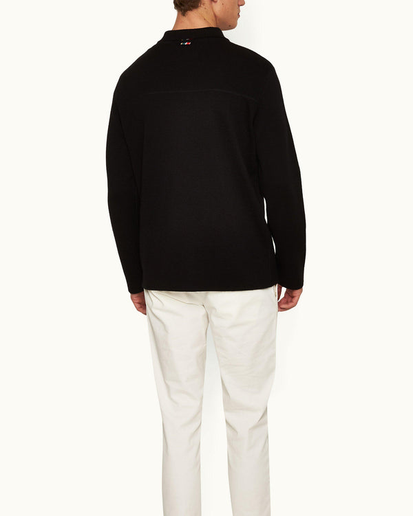 Orlebar Brown Orlebar Brown | Black Milano Merino Knit Overshirt For Men – ORLEBAR BROWN