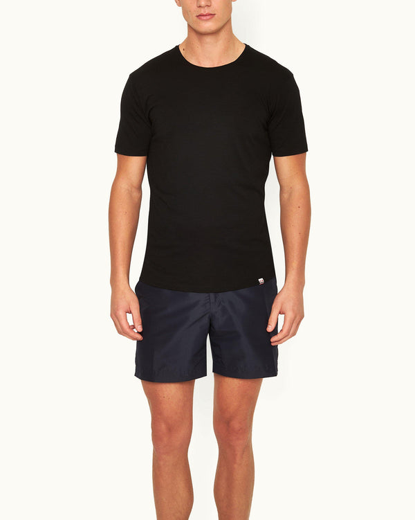 Orlebar Brown Orlebar Brown | Black Tailored Fit Men's Crewneck Merino T-shirt – ORLEBAR BROWN