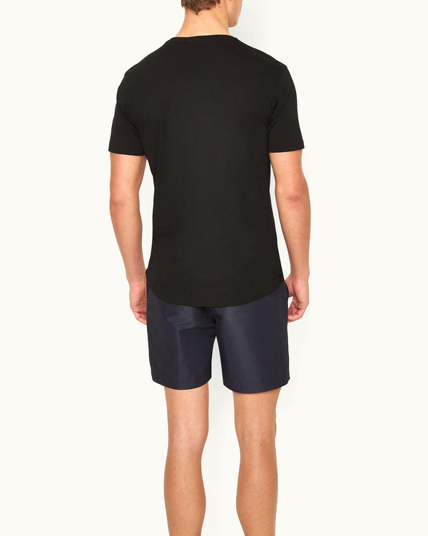 Orlebar Brown Orlebar Brown | Black Tailored Fit Men's Crewneck Merino T-shirt – ORLEBAR BROWN