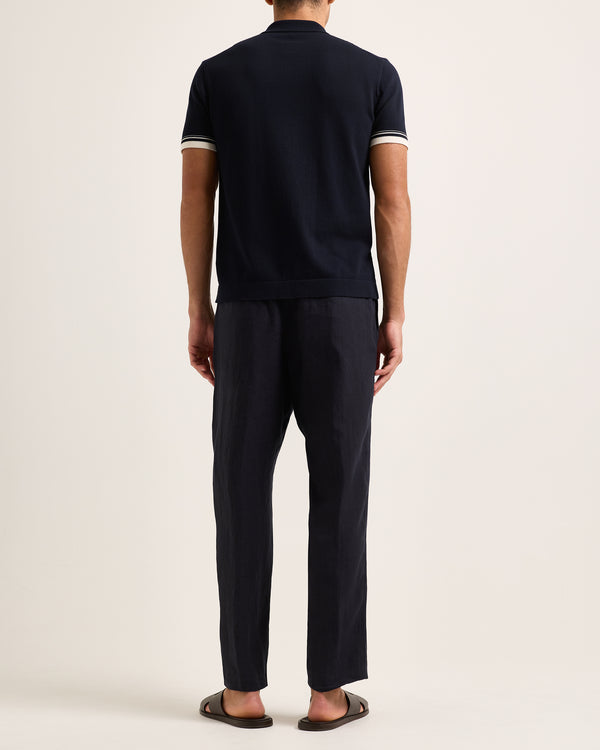 Orlebar Brown Orlebar Brown | Classic Fit Knitted Shirt In Night Iris And White Sand – ORLEBAR BROWN