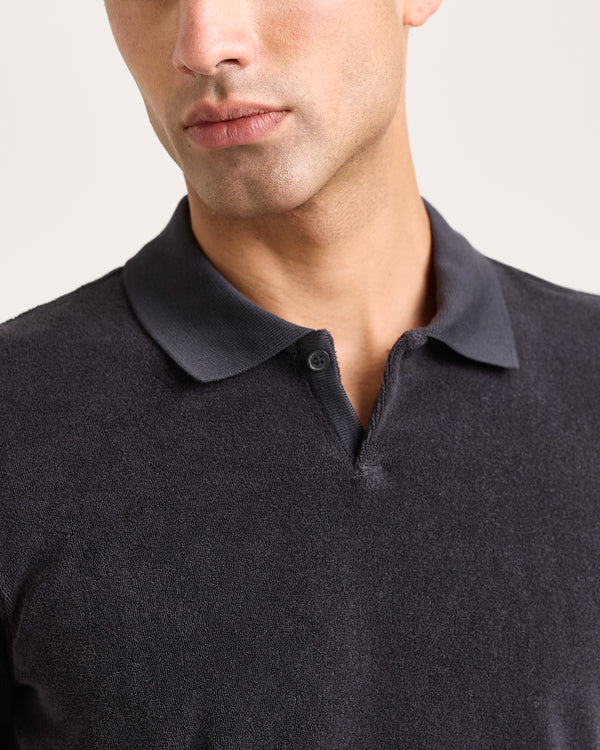 Orlebar Brown Orlebar Brown | Classic Fit Short Sleeve Mid Weight Towelling Polo Shirt In Volcano Ash Grey – ORLEBAR BROWN