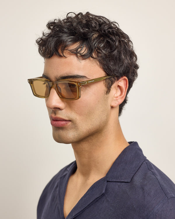 Orlebar Brown Orlebar Brown | Golden Amber Retangular Frame Sunglasses – ORLEBAR BROWN