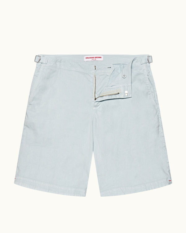 orlebar brown Orlebar Brown | Light Sky Pool Blue Men's Longer-Length Garment Dye Stretch Linen Shorts – ORLEBAR BROWN