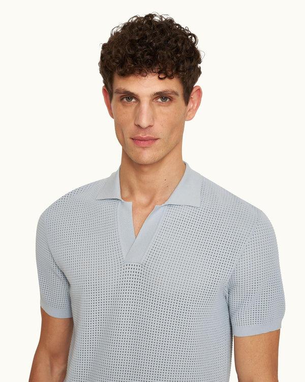 Orlebar Brown Orlebar Brown | Light Sky Pool Classic Fit Waffle Mesh Stitch Polo Shirt – ORLEBAR BROWN
