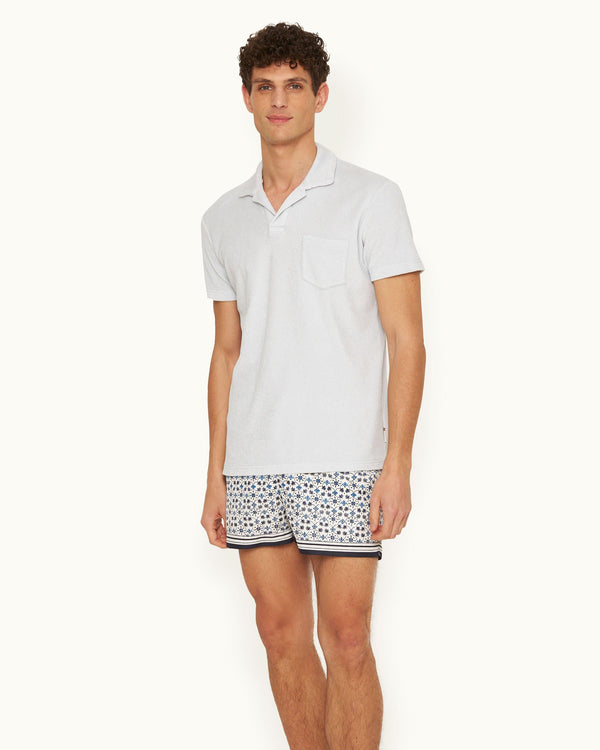 Orlebar Brown Orlebar Brown | Light Sky Pool Tailored Fit Organic Cotton Towelling Resort Polo Shirt – ORLEBAR BROWN