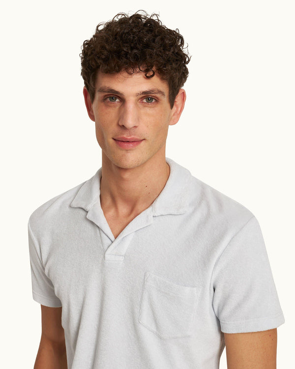 Orlebar Brown Orlebar Brown | Light Sky Pool Tailored Fit Organic Cotton Towelling Resort Polo Shirt – ORLEBAR BROWN