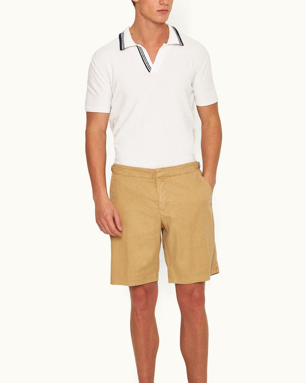 Orlebar Brown Orlebar Brown | Men's Biscuit Longer-Length Garment Dye Stretch Linen Shorts – ORLEBAR BROWN
