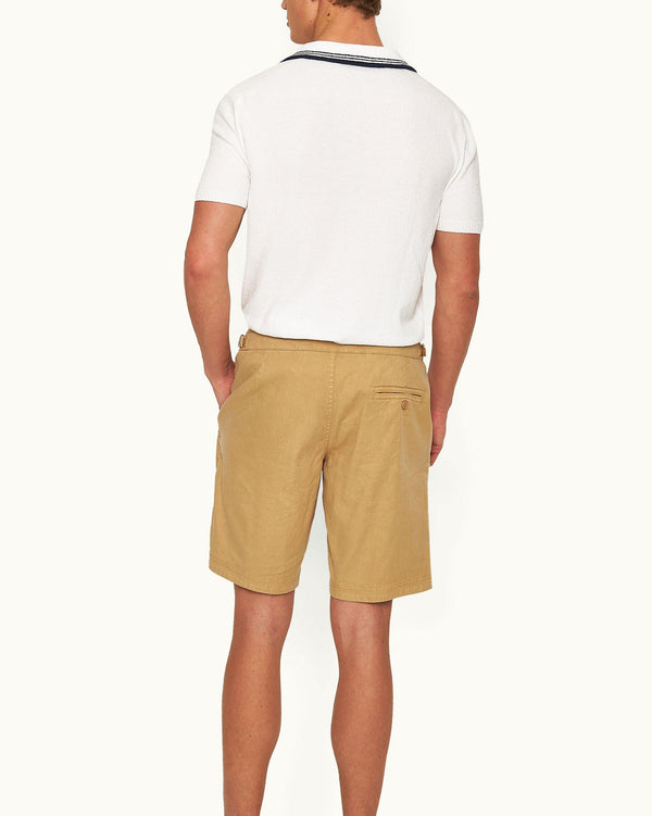 Orlebar Brown Orlebar Brown | Men's Biscuit Longer-Length Garment Dye Stretch Linen Shorts – ORLEBAR BROWN