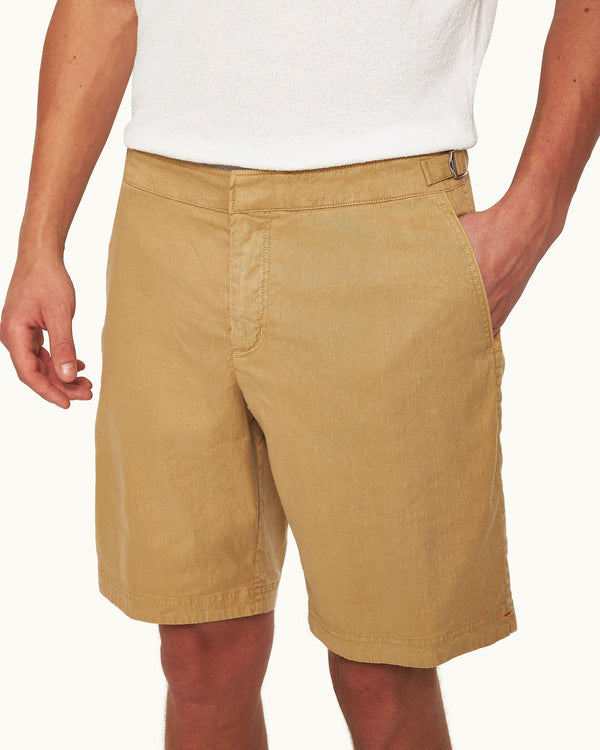 Orlebar Brown Orlebar Brown | Men's Biscuit Longer-Length Garment Dye Stretch Linen Shorts – ORLEBAR BROWN