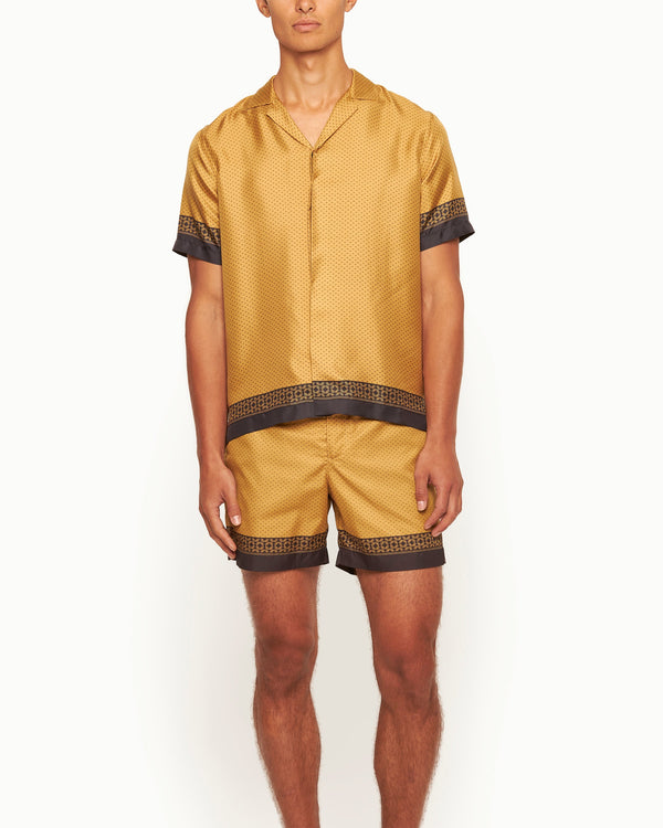 Orlebar Brown Orlebar Brown | Men's Capri Collar Gold Bullion '007' Silk Shirt In Gold | 007 Gold Collection – ORLEBAR BROWN
