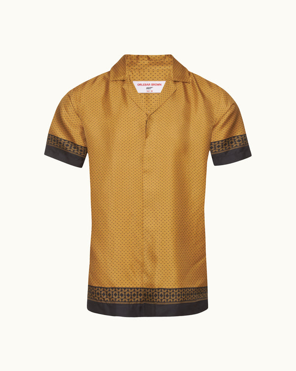 orlebar brown Orlebar Brown | Men's Capri Collar Gold Bullion '007' Silk Shirt in Gold | 007 Gold Collection – ORLEBAR BROWN