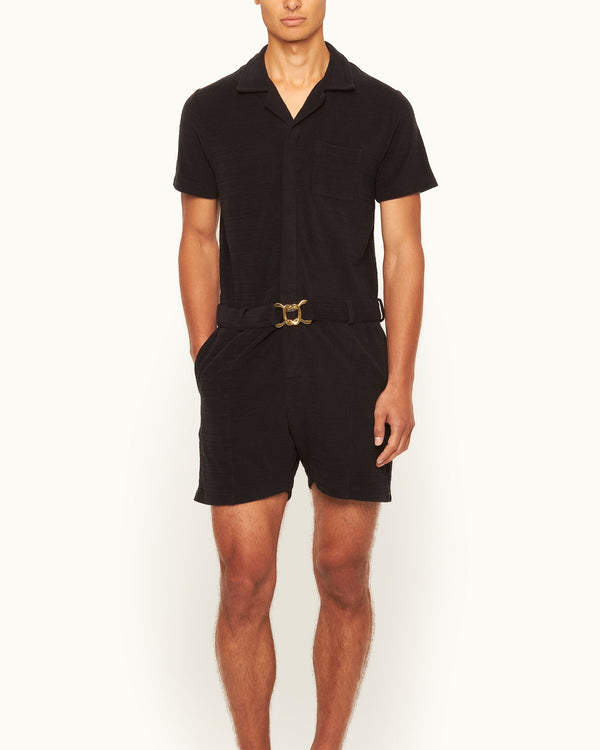 Orlebar Brown Orlebar Brown | Men's Capri Collar Towelling Onesie In Black | 007 Gold Collection – ORLEBAR BROWN